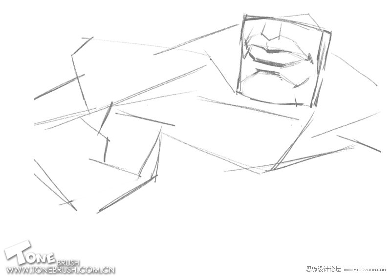 PS繪畫教程:布紋和石膏嘴部的靜物組合素描