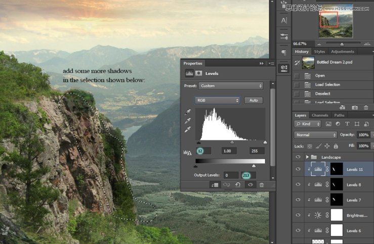 Photoshop合成山谷中爬滿藤蔓的瓶子