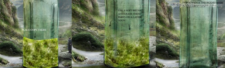 Photoshop合成山谷中爬滿藤蔓的瓶子