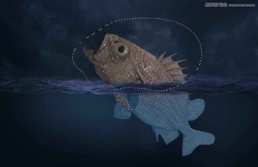 創意合成:用PS合成吞月的魚怪作品