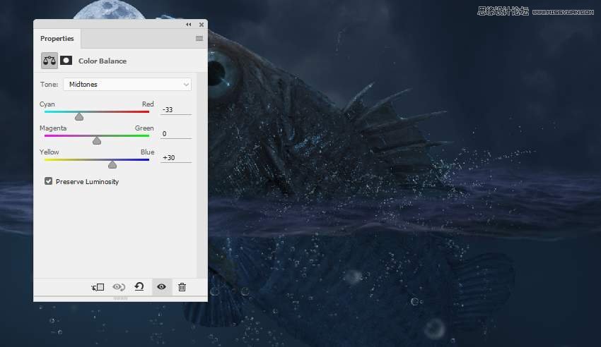 創意合成:用PS合成吞月的魚怪作品