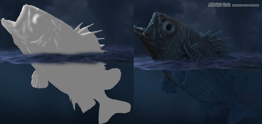 創意合成:用PS合成吞月的魚怪作品