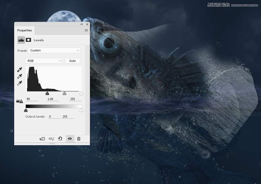 創意合成:用PS合成吞月的魚怪作品