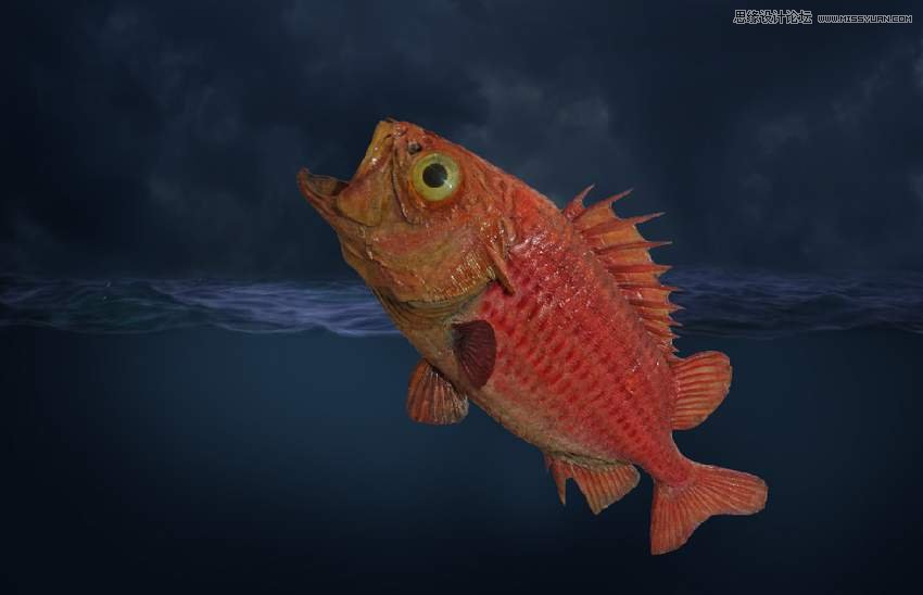 創意合成:用PS合成吞月的魚怪作品