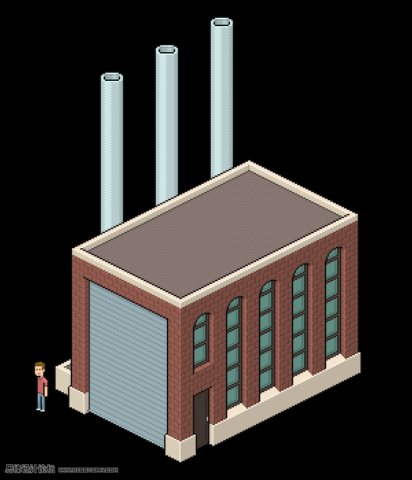 像素工廠:用PS設(shè)計(jì)等距像素的工廠圖標(biāo)