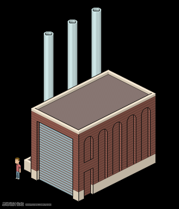 像素工廠:用PS設計等距像素的工廠圖標