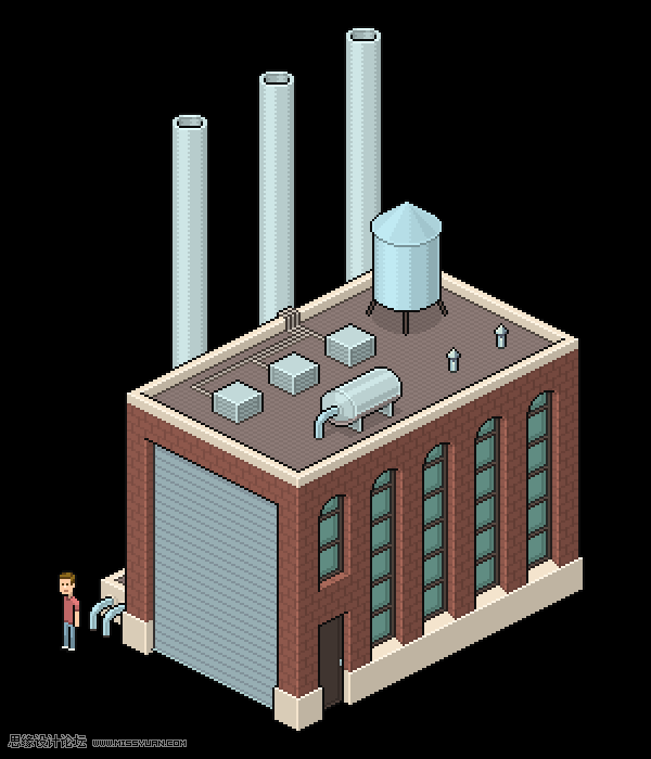 像素工廠:用PS設計等距像素的工廠圖標