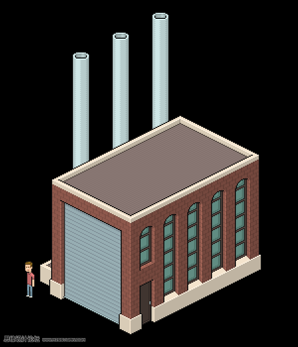 像素工廠:用PS設(shè)計(jì)等距像素的工廠圖標(biāo)