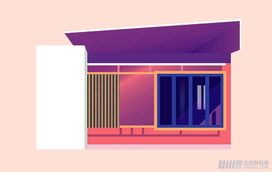 Illustrator繪制漸變風格的建筑場景插畫