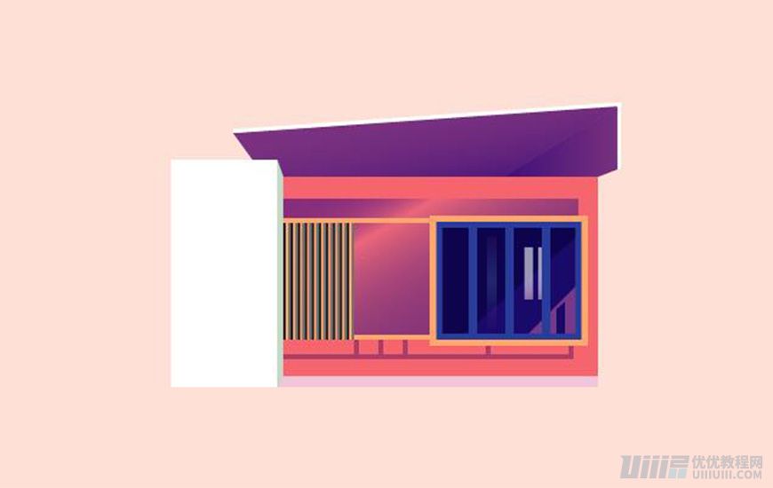 Illustrator繪制漸變風格的建筑場景插畫