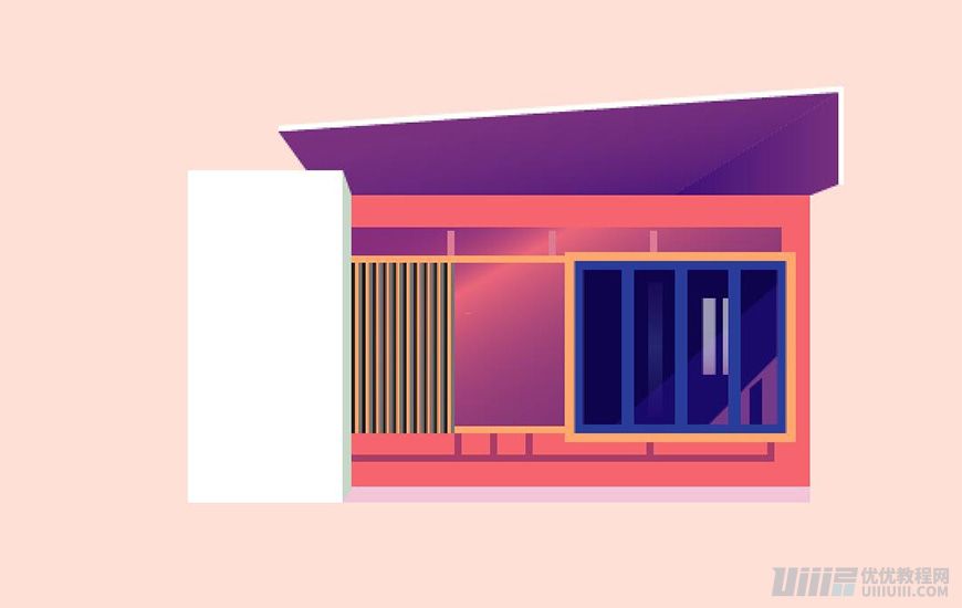 Illustrator繪制漸變風格的建筑場景插畫