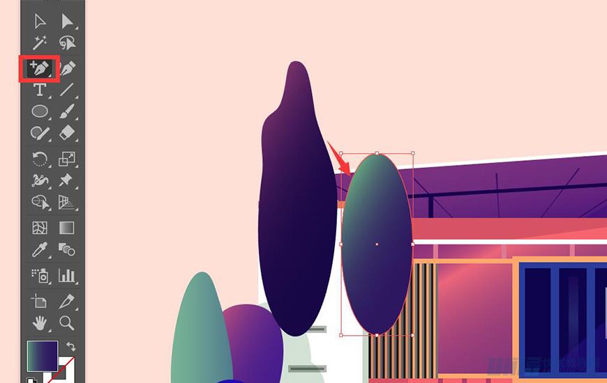 Illustrator繪制漸變風格的建筑場景插畫